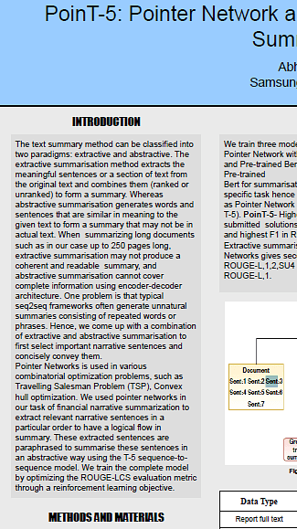 Pointer Network and T-5 based Financial Narrative
Summarisation
