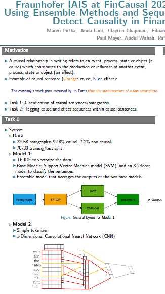 Using Ensemble Methods and Sequence Tagging to
Detect Causality in Financial Documents