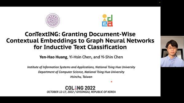 ConTextING: Granting Document-Wise Contextual Embeddings to Graph Neural Networks for Inductive Text Classification