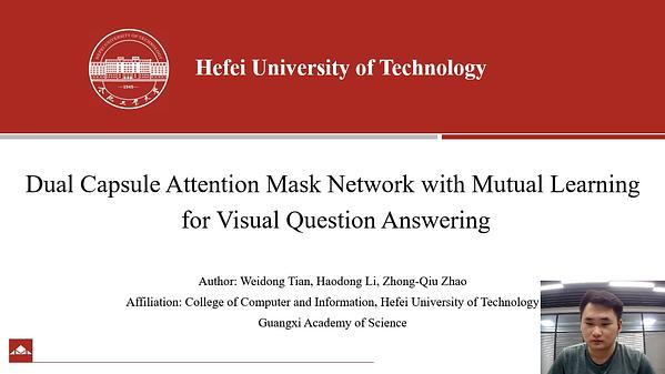 Dual Capsule Attention Mask Network with Mutual Learning for Visual Question Answering