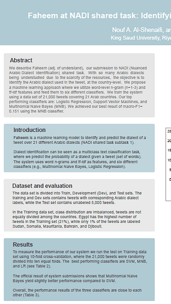 Faheem at NADI shared task: Identifying the dialect of Arabic tweet