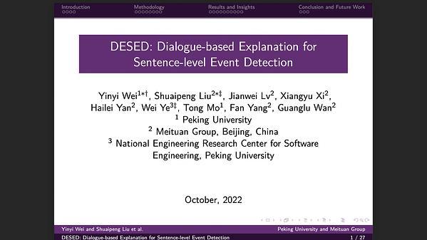 DESED: Dialogue-based Explanation for Sentence-level Event Detection