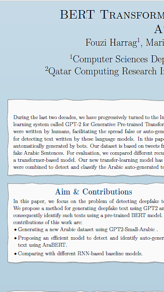 BERT Transformer model for Detecting Arabic GPT2 Auto-Generated Tweets