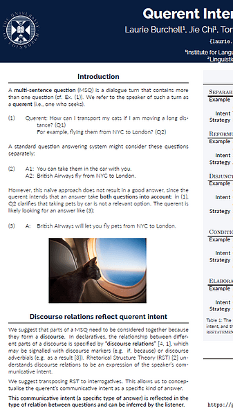 Querent Intent in Multi-Sentence Questions