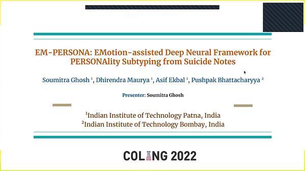 EM-PERSONA: EMotion-assisted Deep Neural Framework for PERSONAlity Subtyping from Suicide Notes