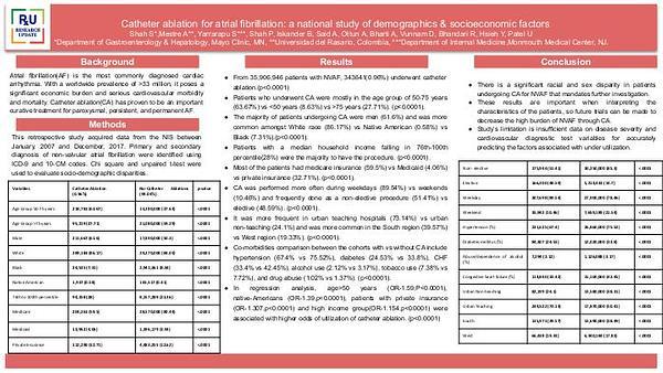 Catheter ablation for atrial fibrillation: a nationwide study of demographics and socioeconomic factors.