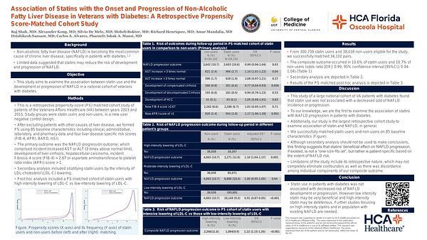 Association of Statins with the Onset and Progression of Non-Alcoholic
Fatty Liver Disease in Veterans with Diabetes: A Retrospective Propensity
Score-Matched Cohort Study