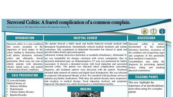 Stercoral Colitis: A feared complication of a common complain.