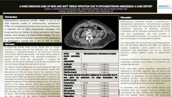 A Rare Insidious Case Of Skin And Soft Tissue Infection Due To Mycobacterium Abscessus: A Case Report