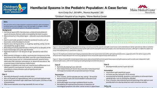 Hemifacial Spasms in the Pediatric Population: A Case Series