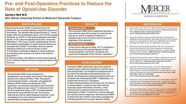 Pre- and Post-Operative Practices to Reduce the Rate of Opioid-Use Disorder