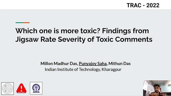 Which one is more toxic? Findings from Jigsaw Rate Severity of Toxic Comments