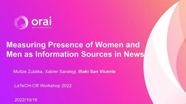  Measuring Presence of Women and Men as Information Sources in News