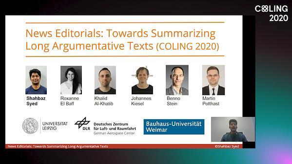 News Editorials: Towards Summarizing Long Argumentative Texts