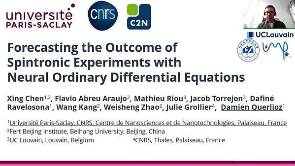 Forecasting the Outcome of Spintronic Experiments with Neural Ordinary Differential Equations