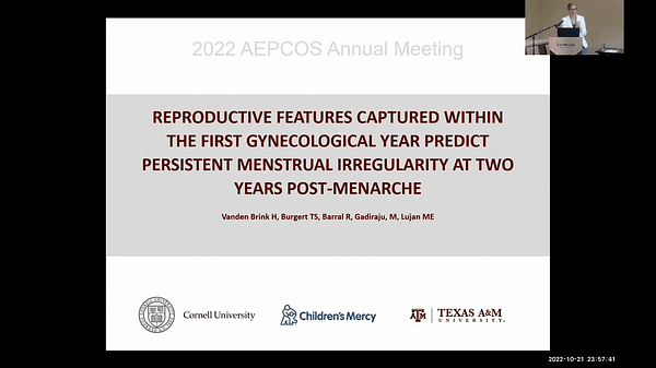 Reproductive features captured within the first gynecological year predict persistent menstrual irregularity at two years post-menarche