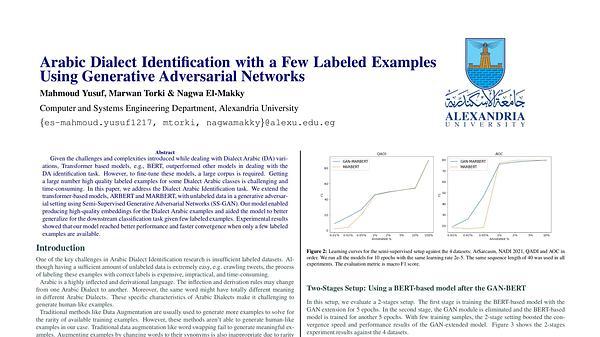 Arabic Dialect Identification with a Few Labeled Examples Using Generative Adversarial Networks