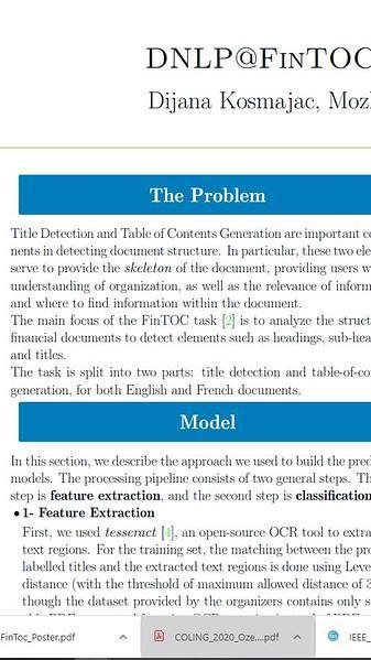 DNLP@FinTOC'20: Table of Contents Detection in Financial Documents