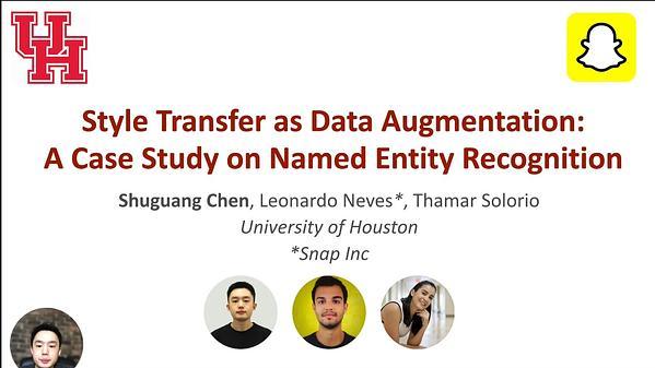 Style Transfer as Data Augmentation: A Case Study on Named Entity Recognition