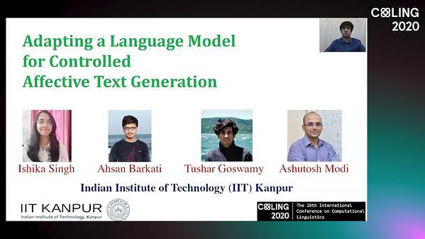 Adapting a Language Model for Controlled Affective Text Generation