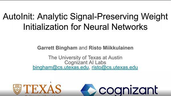 AutoInit: Analytic Signal-Preserving Weight Initialization for Neural Networks