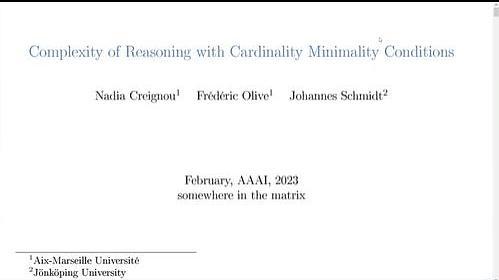 Complexity of Reasoning with Cardinality Minimality Conditions