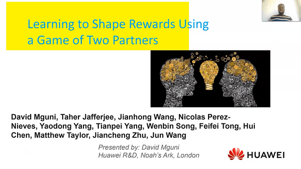 Learning to Shape Rewards using a Game of Two Partners