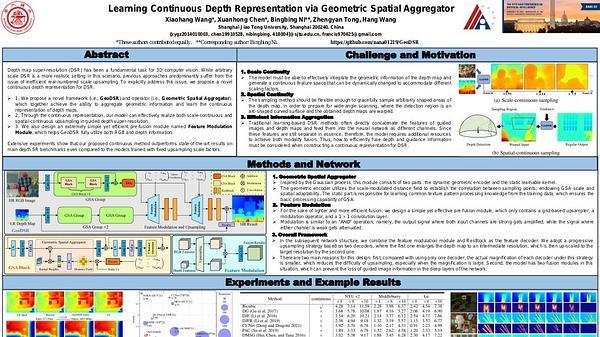 Learning Continuous Depth Representation via Geometric Spatial Aggregator