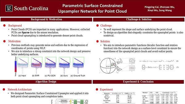 Parametric Surface Constrained Upsampler Network for Point Cloud