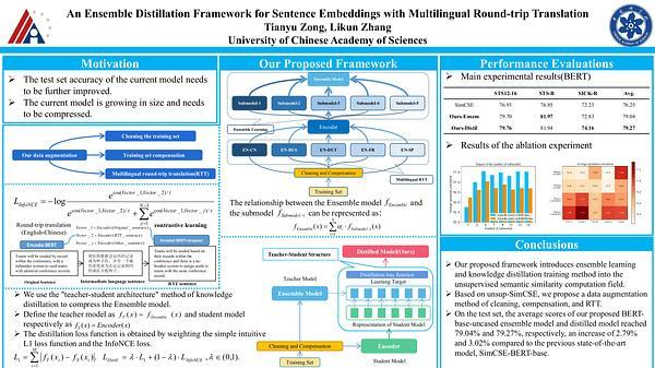 An Ensemble Distillation Framework for Sentence Embeddings with Multilingual Round-trip Translation