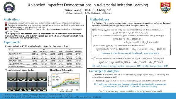 Unlabeled Imperfect Demonstrations in Adversarial Imitation Learning