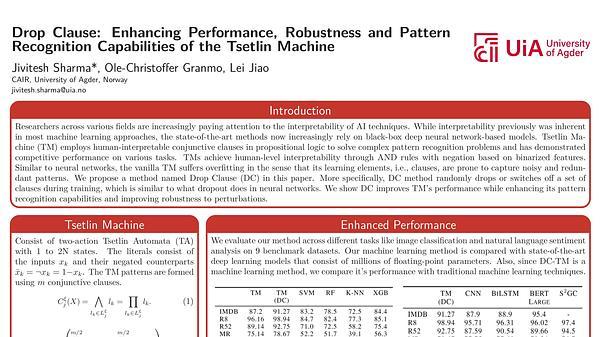 Drop Clause: Enhancing Performance, Robustness and Pattern Recognition Capabilities of the Tsetlin Machine