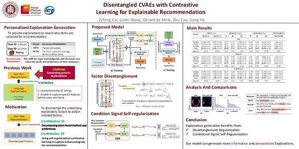 Disentangled CVAEs with Contrastive Learning for Explainable Recommendation