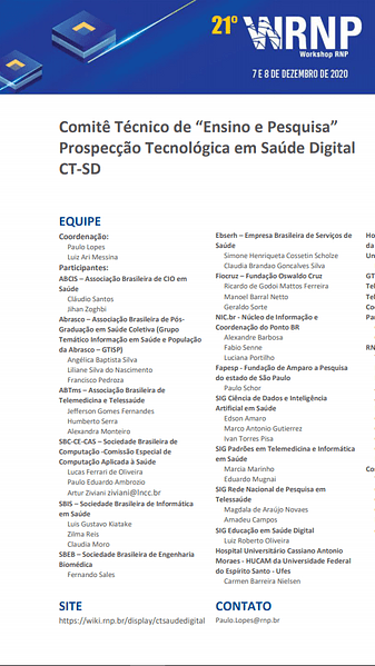 CT-Saúde Digital:Comitê Técnico de Prospecção Tecnológica em Saúde Digital