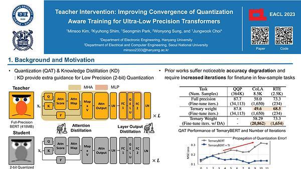 Teacher Intervention: Improving Convergence of Quantization Aware Training for Ultra-Low Precision Transformers