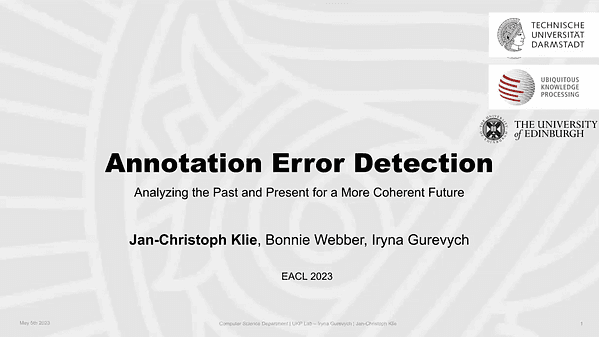 Annotation Error Detection: Analyzing the Past and Present for a More Coherent Future