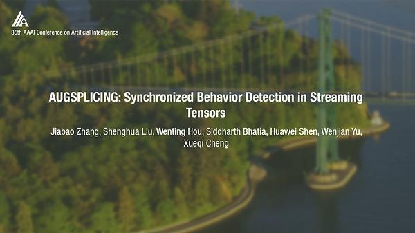 AugSplicing: Synchronized Behavior Detection in Streaming Tensors