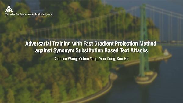 Adversarial Training with Fast Gradient Projection Method against Synonym Substitution Based Text Attacks
