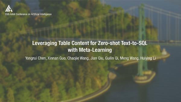 Leveraging Table Content for Zero-Shot Text-to-SQL with Meta-Learning