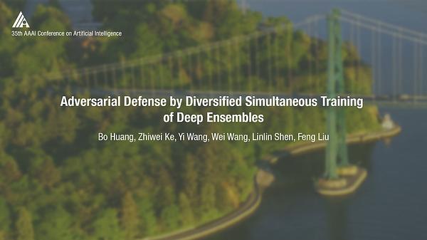 Adversarial Defense by Diversified Simultaneous Training of Deep Ensembles