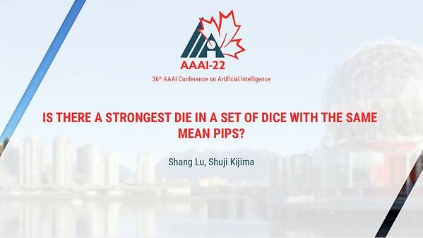 Is There a Strongest Die in a Set of Dice with the Same Mean Pips?