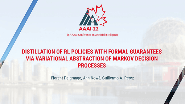 Distillation of RL Policies with Formal Guarantees via Variational Abstraction of Markov Decision Processes
