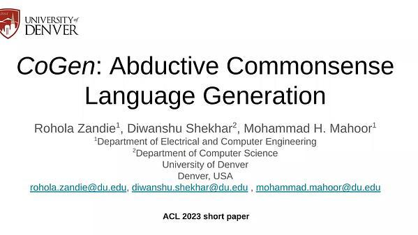 COGEN: Abductive Commonsense Language Generation