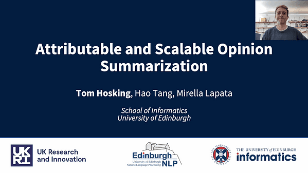 Attributable and Scalable Opinion Summarization