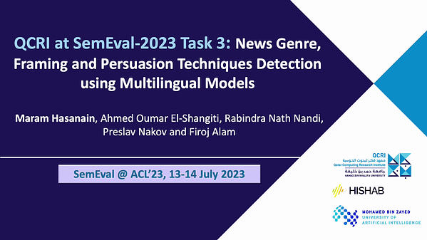 QCRI at SemEval-2023 Task 3: News Genre, Framing and Persuasion Techniques Detection Using Multilingual Models