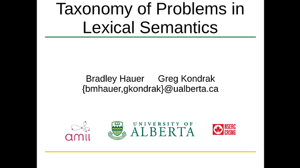 Taxonomy of Problems in Lexical Semantics