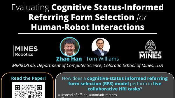 Evaluating Cognitive Status-Informed Referring Form Selection for Human-Robot Interactions