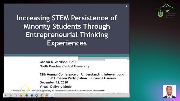 Increasing STEM Persistence of Minority Students Through Entrepreneurial Thinking Experiences