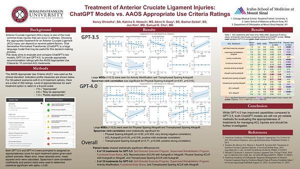 Can ChatGPT Models Appropriately Predict Treatment Options for Anterior Cruciate Ligament Injuries?