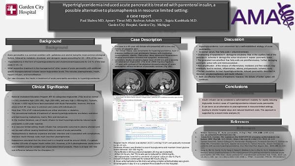 Hypertriglyceridemia induced acute pancreatitis treated with parenteral insulin; a possible alternative to plasmapheresis in resource limited setting: a case report